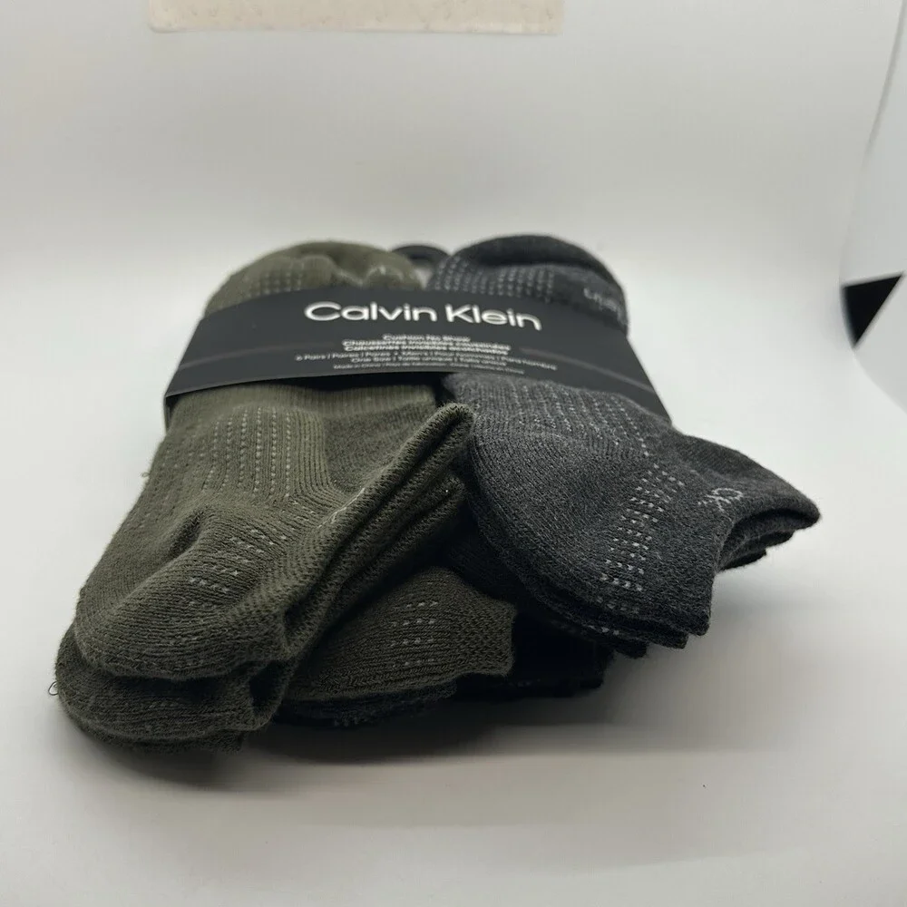 Calvin Klein Cushion No Show Socks 6 Pairs One Size Fit Men's Size 7-12 - New!